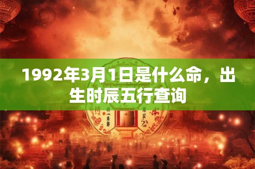 1992年3月1日是什么命，出生时辰五行查询