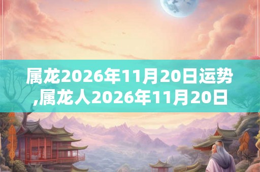 属龙2026年11月20日运势,属龙人2026年11月20日财运,生肖龙2026年11月20日运势