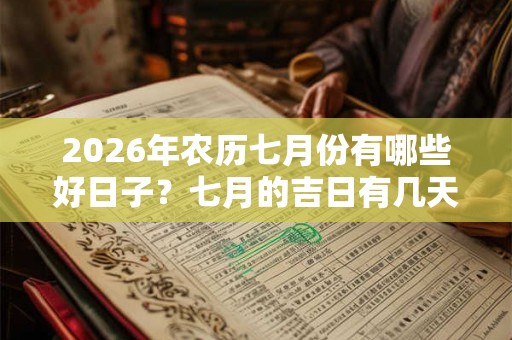 2026年农历七月份有哪些好日子？七月的吉日有几天？