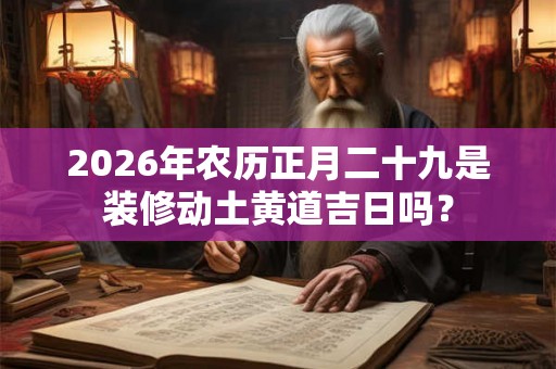 2026年农历正月二十九是装修动土黄道吉日吗？