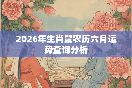 2026年生肖鼠农历六月运势查询分析