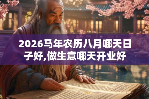 2026马年农历八月哪天日子好,做生意哪天开业好