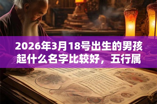 2026年3月18号出生的男孩起什么名字比较好，五行属什么