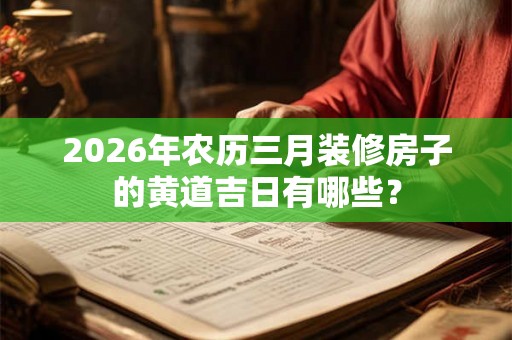2026年农历三月装修房子的黄道吉日有哪些？