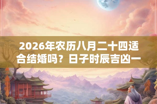 2026年农历八月二十四适合结婚吗？日子时辰吉凶一览！