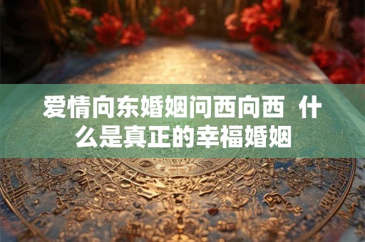 爱情向东婚姻问西向西  什么是真正的幸福婚姻