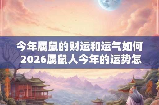 今年属鼠的财运和运气如何 2026属鼠人今年的运势怎么样