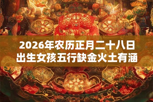 2026年农历正月二十八日出生女孩五行缺金火土有涵义名字