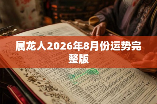 属龙人2026年8月份运势完整版 属龙人2026年8月份运势完整版