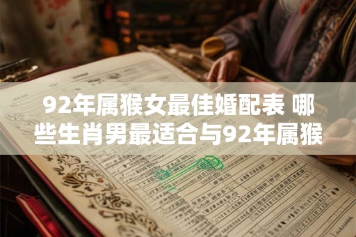 92年属猴女最佳婚配表 哪些生肖男最适合与92年属猴女结婚 92年属猴女最佳婚配表 哪些生肖男最适合与92年属猴女结婚