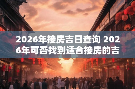 2026年接房吉日查询 2026年可否找到适合接房的吉日
