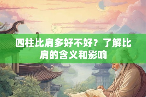 四柱比肩多好不好？了解比肩的含义和影响
