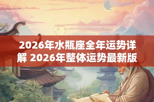 2026年水瓶座全年运势详解 2026年整体运势最新版