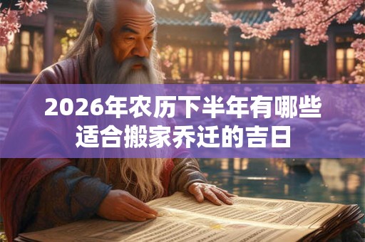 2026年农历下半年有哪些适合搬家乔迁的吉日