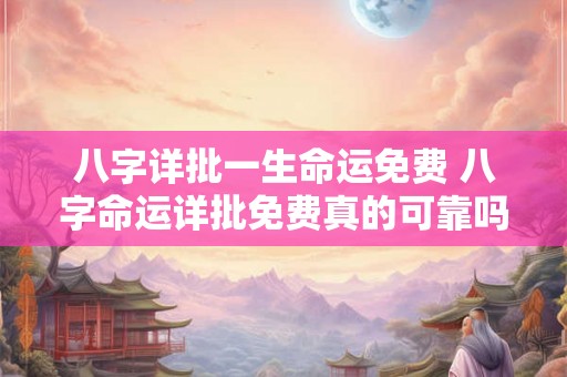 八字详批一生命运免费 八字命运详批免费真的可靠吗