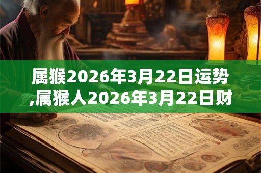 属猴2026年3月22日运势,属猴人2026年3月22日财运,生肖猴2026年3月22日运势
