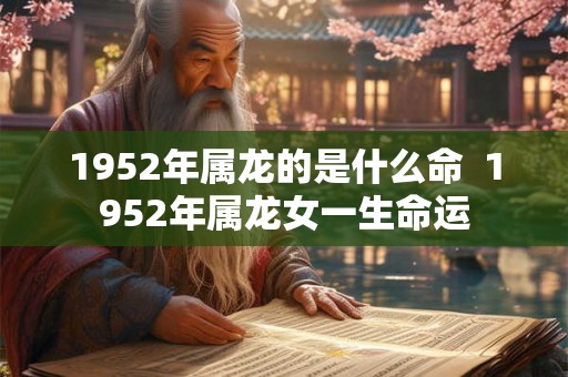 1952年属龙的是什么命  1952年属龙女一生命运