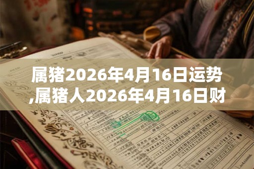 属猪2026年4月16日运势,属猪人2026年4月16日财运,生肖猪2026年4月16日运势
