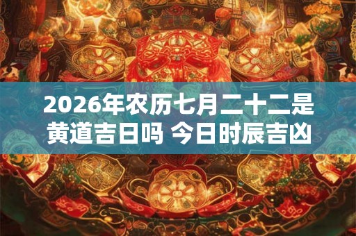 2026年农历七月二十二是黄道吉日吗 今日时辰吉凶
