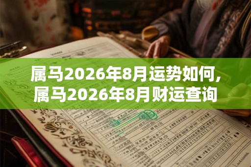 属马2026年8月运势如何,属马2026年8月财运查询