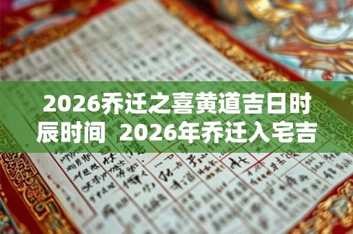 2026乔迁之喜黄道吉日时辰时间  2026年乔迁入宅吉日