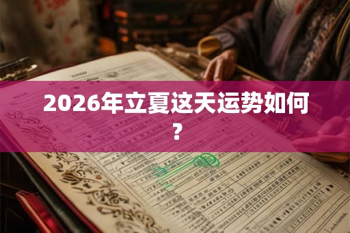 2026年立夏这天运势如何？