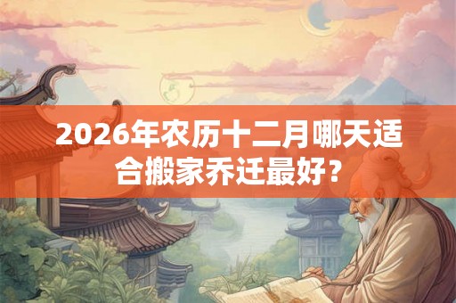 2026年农历十二月哪天适合搬家乔迁最好？