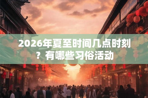 2026年夏至时间几点时刻？有哪些习俗活动