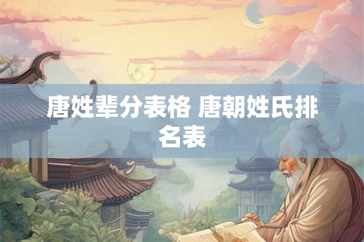 唐姓辈分表格 唐朝姓氏排名表