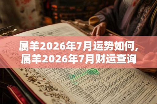 属羊2026年7月运势如何,属羊2026年7月财运查询