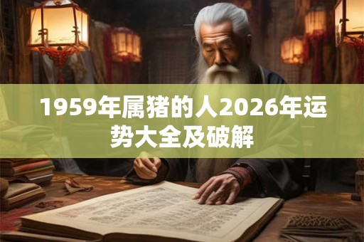 1959年属猪的人2026年运势大全及破解
