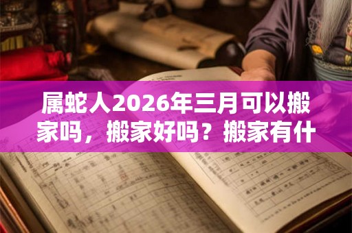 属蛇人2026年三月可以搬家吗，搬家好吗？搬家有什么禁忌吗？