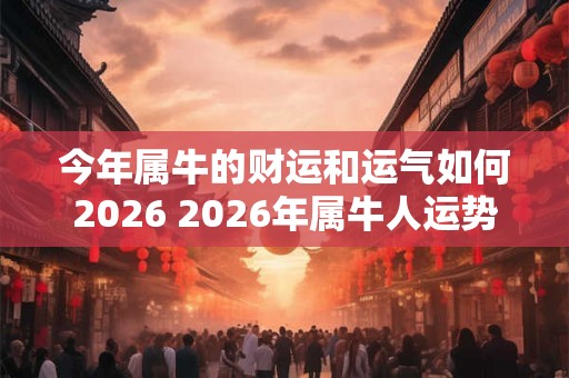 今年属牛的财运和运气如何2026 2026年属牛人运势如何