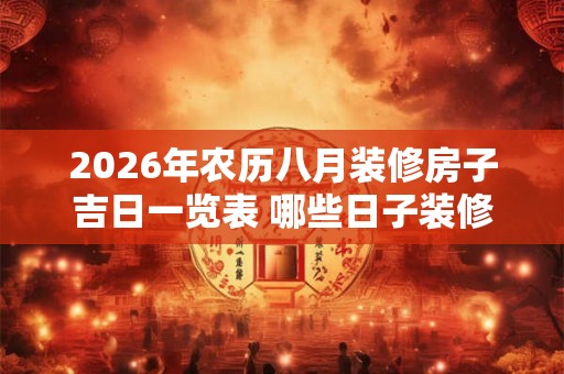 2026年农历八月装修房子吉日一览表 哪些日子装修好吗