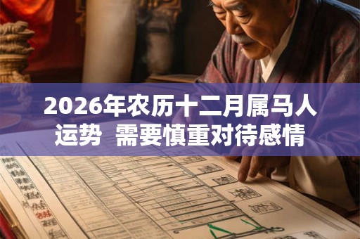 2026年农历十二月属马人运势 需要慎重对待感情 2026年农历十二月属马人运势 需要慎重对待感情