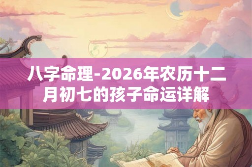 八字命理-2026年农历十二月初七的孩子命运详解