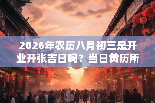 2026年农历八月初三是开业开张吉日吗？当日黄历所宜查询