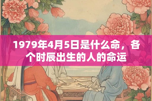 1979年4月5日是什么命，各个时辰出生的人的命运