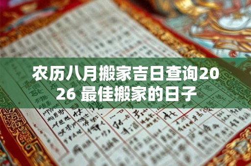 农历八月搬家吉日查询2026 最佳搬家的日子 农历八月搬家吉日查询2026 最佳搬家的日子