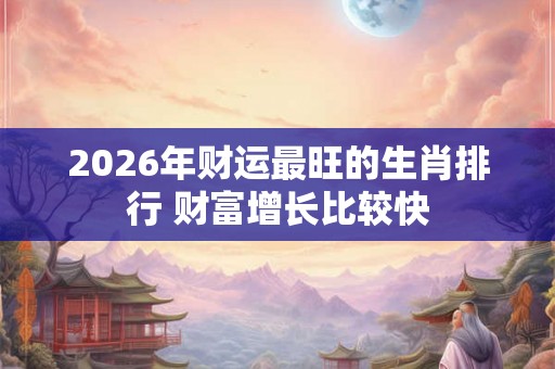 2026年财运最旺的生肖排行 财富增长比较快