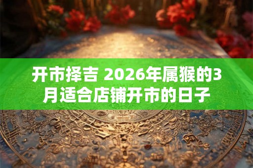 开市择吉 2026年属猴的3月适合店铺开市的日子