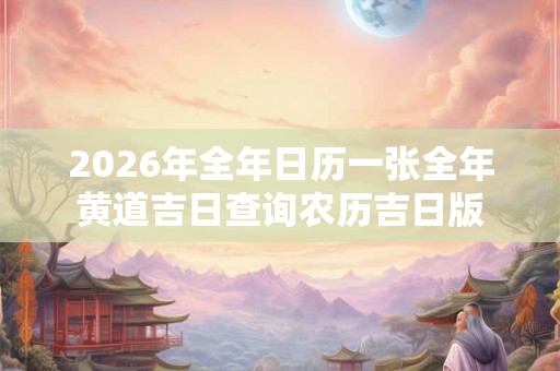 2026年全年日历一张全年黄道吉日查询农历吉日版 2026年全年日历一张全年黄道吉日查询农历吉日版