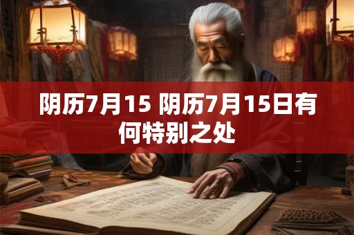 阴历7月15 阴历7月15日有何特别之处