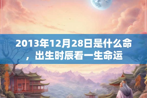 2013年12月28日是什么命，出生时辰看一生命运