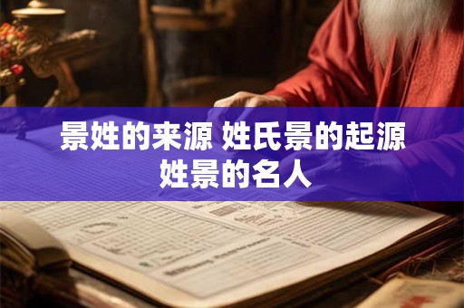 景姓的来源 姓氏景的起源 姓景的名人