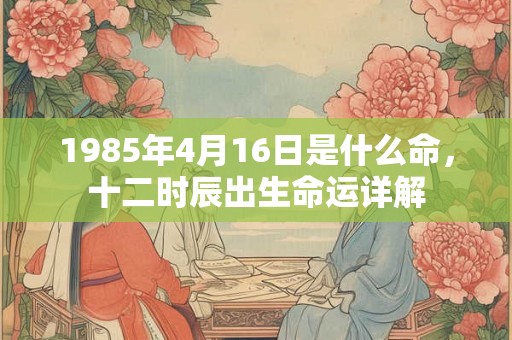 1985年4月16日是什么命，十二时辰出生命运详解