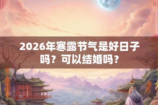 2026年寒露节气是好日子吗？可以结婚吗？