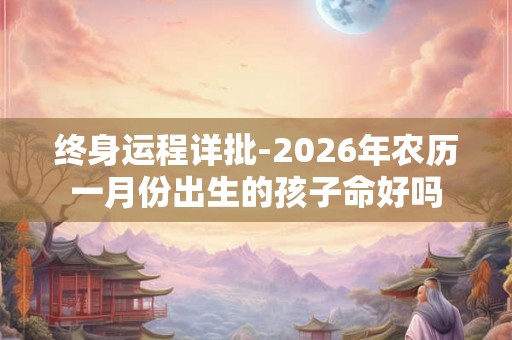 终身运程详批-2026年农历一月份出生的孩子命好吗