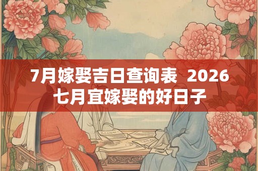 7月嫁娶吉日查询表  2026七月宜嫁娶的好日子