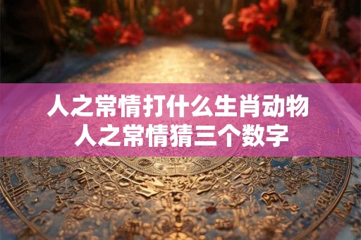 人之常情打什么生肖动物 人之常情猜三个数字 人之常情打什么生肖动物 人之常情猜三个数字